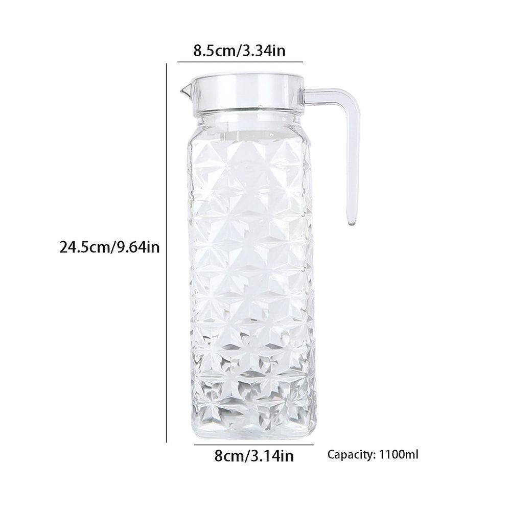 1.1L Plastic Pitcher with Lid Large Clear Water Carafe Jug Ice Tea Pitcher Lemonade Juice Beverage Jar, Ideal for Water, Juice & Fridge Storage