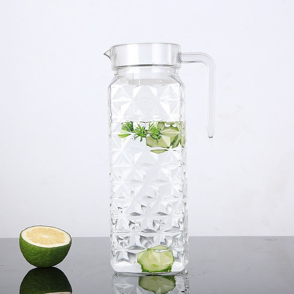 1.1L Plastic Pitcher with Lid Large Clear Water Carafe Jug Ice Tea Pitcher Lemonade Juice Beverage Jar, Ideal for Water, Juice & Fridge Storage