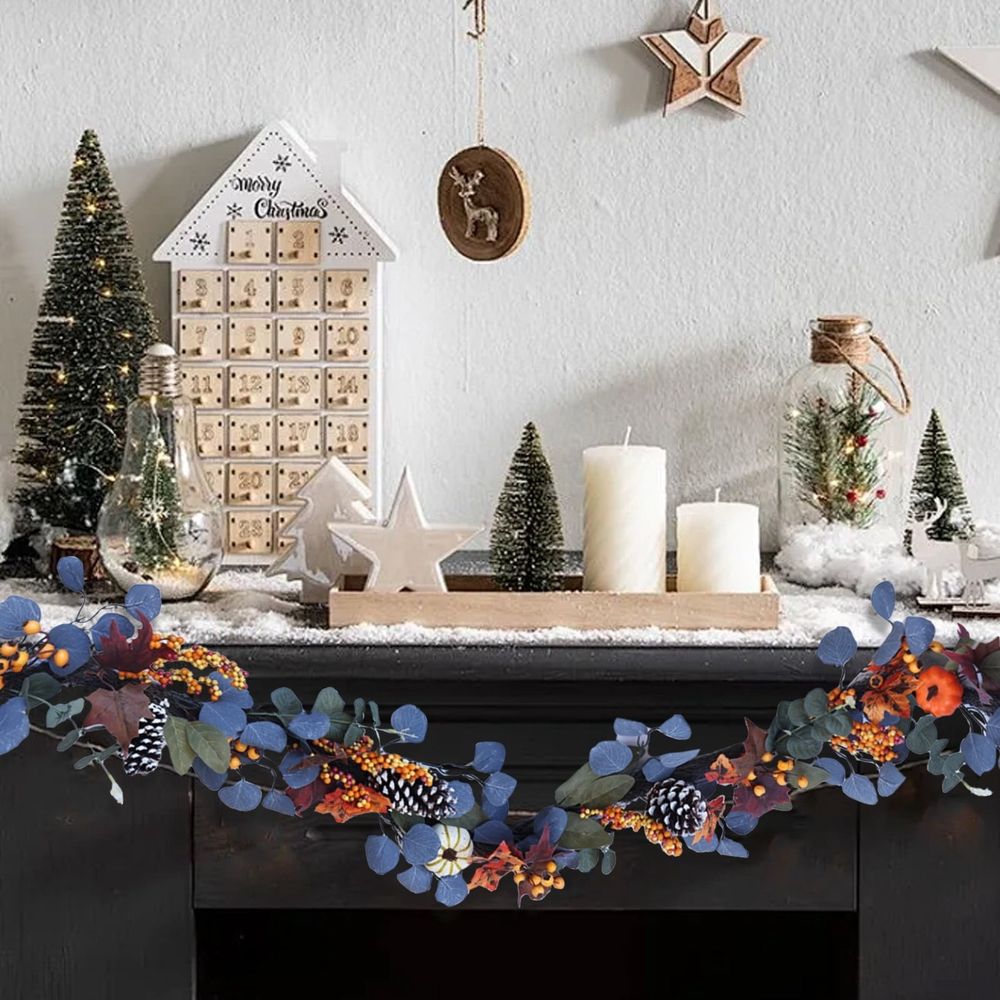 A Halloween door hanging Autumn Garlands Pumpkin Berries Vine Flowers Thanksgiving Table Center Outdoor Autumn Decorations Autumn Halloween Family Fireplace Decorations