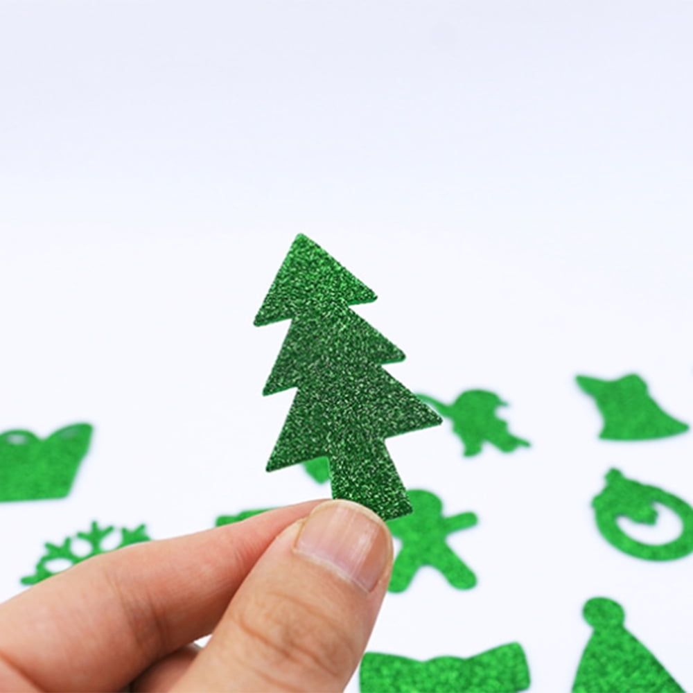 DIY Glitter Christmas Foam Stickers Self Adhesive for Christmas Trees Tables Books Walls Decoration