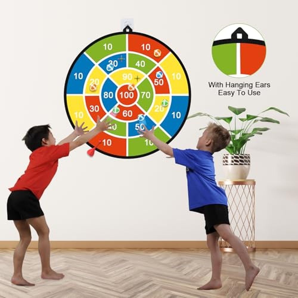 Dart Board for Kids,Darts Set Double-Sided Dart Board with Sticky Balls and Darts,Indoor Outdoor Sport Fun Party Play Parent-Child Activity Game Toys,Gifts for Boys and Girls Aged 3 to 12 Years
