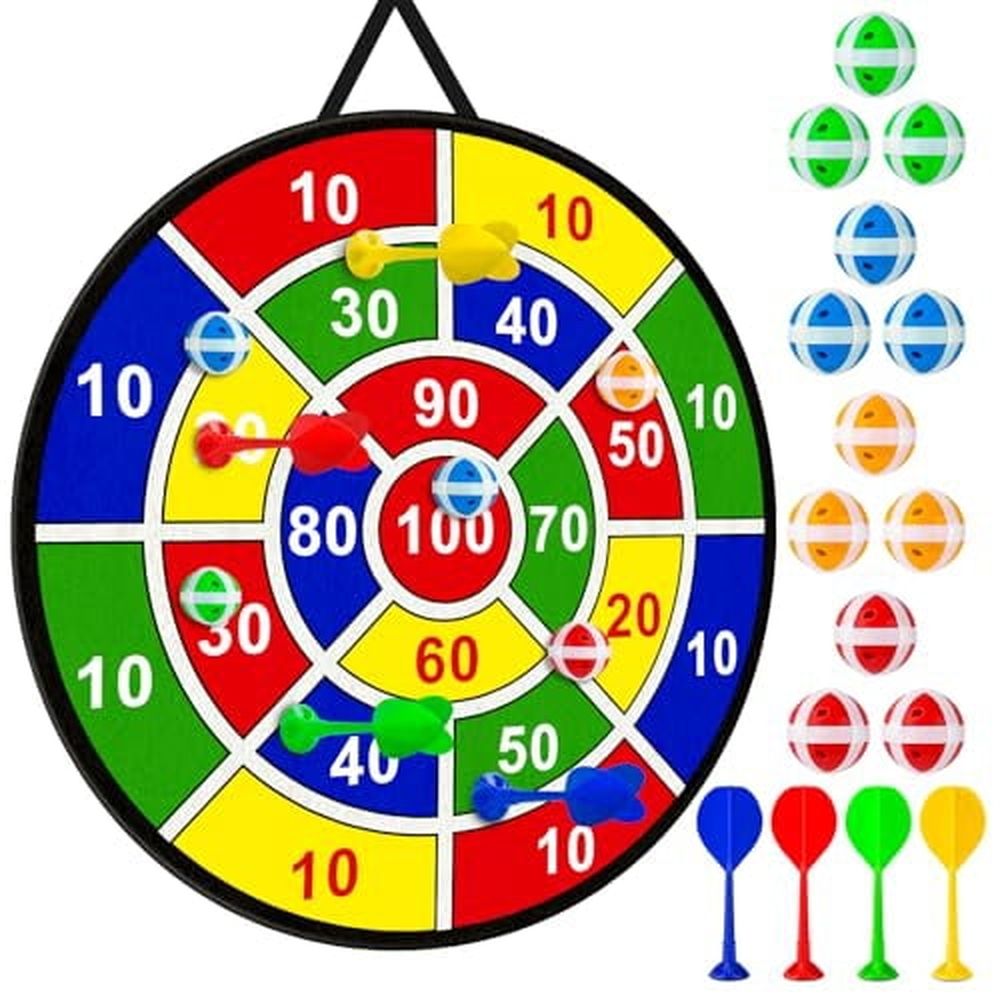 Large Dart Board Toys for Kids: 29' Sticky Board w/12 Sticky Balls & 4 Darts Indoor Outdoor Sport Fun Family Party Games Toys Birthday Gifts for Kids Boys Girls 3 4 5 6 7 8 9 10 11 12 Years Old