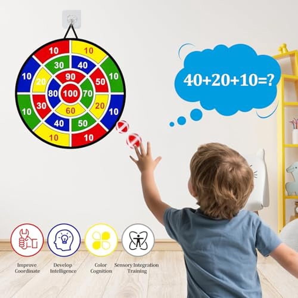 Large Dart Board Toys for Kids: 29' Sticky Board w/12 Sticky Balls & 4 Darts Indoor Outdoor Sport Fun Family Party Games Toys Birthday Gifts for Kids Boys Girls 3 4 5 6 7 8 9 10 11 12 Years Old
