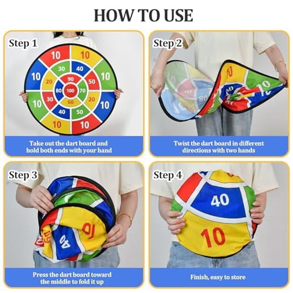 Large Dart Board Toys for Kids: 29' Sticky Board w/12 Sticky Balls & 4 Darts Indoor Outdoor Sport Fun Family Party Games Toys Birthday Gifts for Kids Boys Girls 3 4 5 6 7 8 9 10 11 12 Years Old