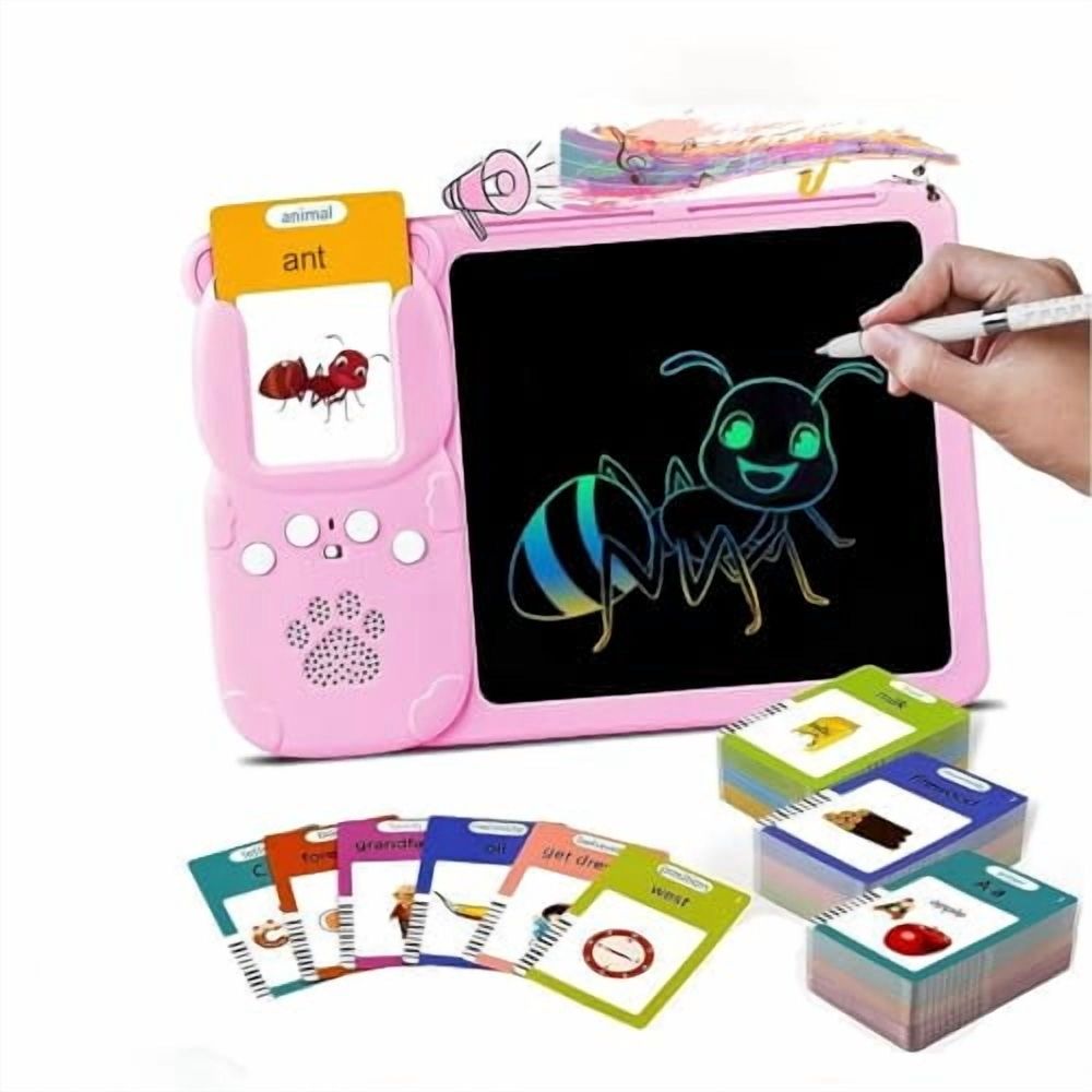 Talking Flash Cards for Toddlers,Preschool Learning Alphabet Sensory Toys Sight Words with Drawing Pad Interactive Educational Activities for Kindergarten