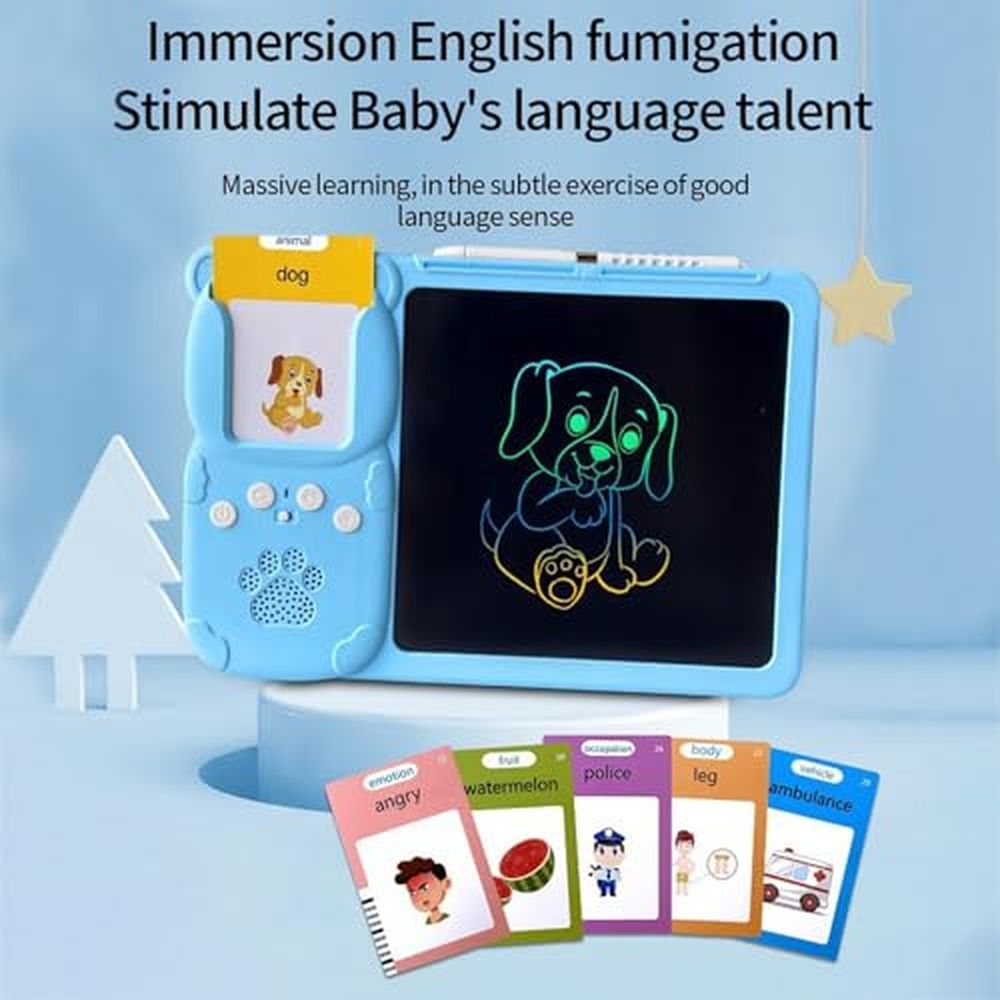 Talking Tablet,2-in-1 English Speaking Flashcards & Interactive Drawing Tablet for Language Learning,224/550 Words,Plug and Play,Situational Teaching (Pink-224word)