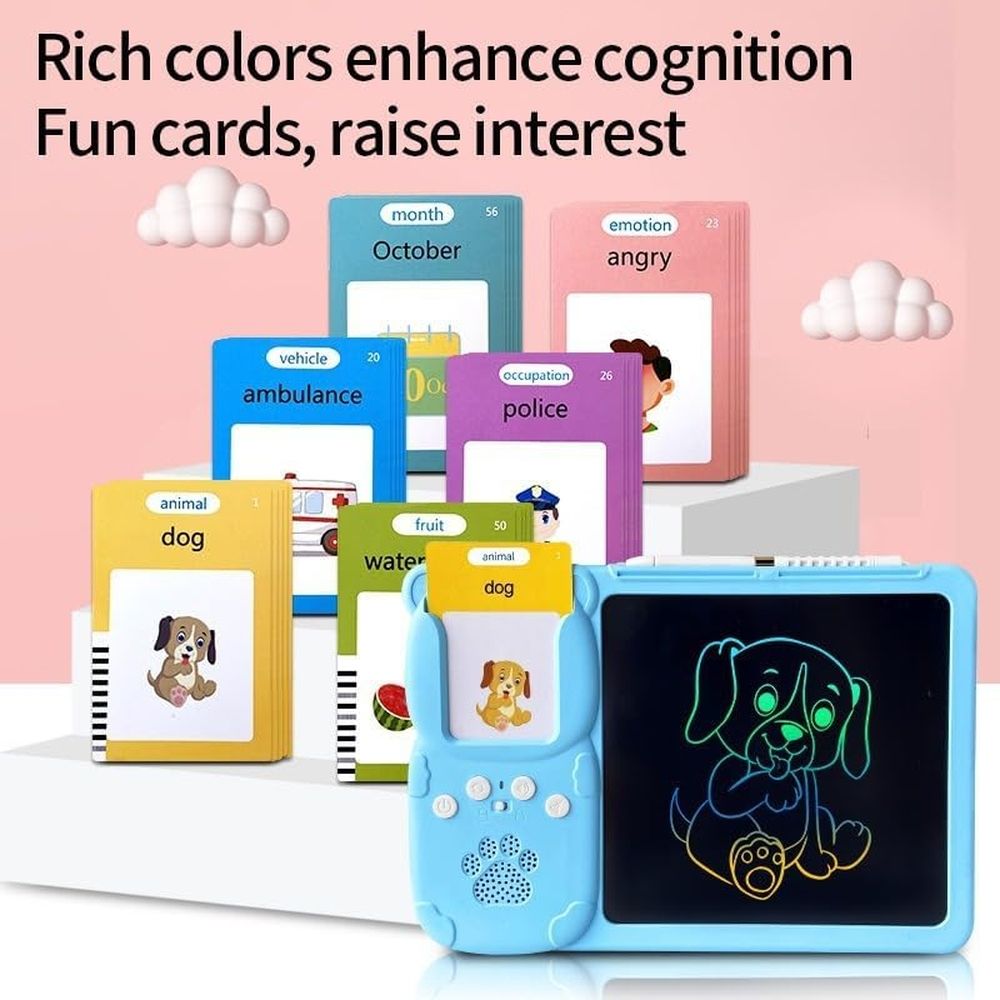 Talking Tablet,2-in-1 English Speaking Flashcards & Interactive Drawing Tablet for Language Learning,224/550 Words,Plug and Play,Situational Teaching (Pink-224word)