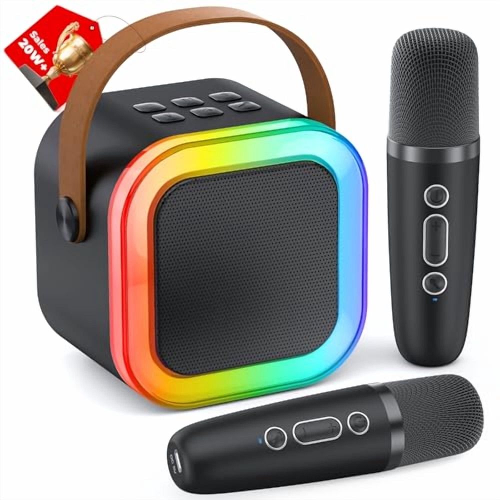 Mini Karaoke Machine for Kids Adults,Portable Bluetooth Speaker with 2 Wireless Karaoke Microphones,TOP Birthday Gifts Toys for Boys 3,4,5,6,7,8+Years Old Toddler Karaoke Player