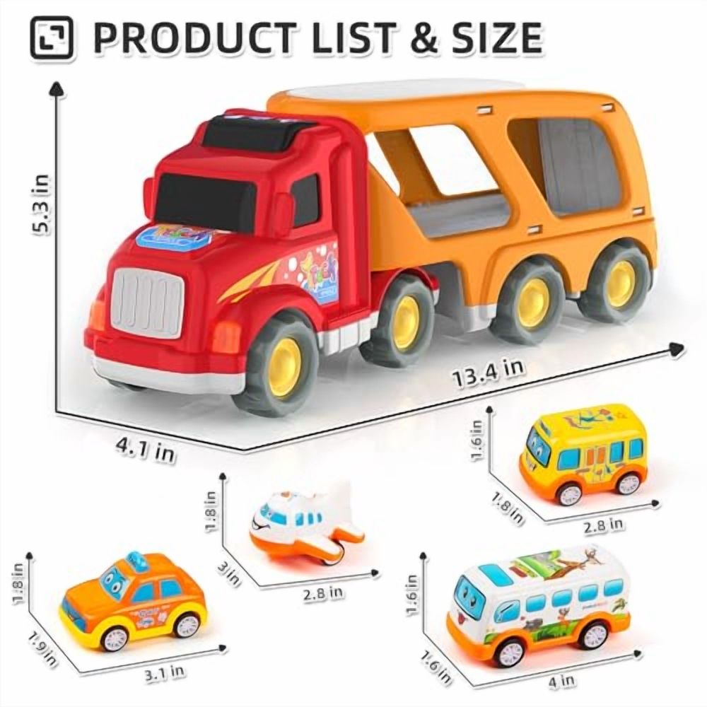 Toddler Toys Car for Boys Girls Age 1-3 3-5,5 in 1 Carrier Transport City Vehicles Toys,Kids Toy Cars for Toddlers 1-3,Christmas Birthday Gift for Toddlers 3+.