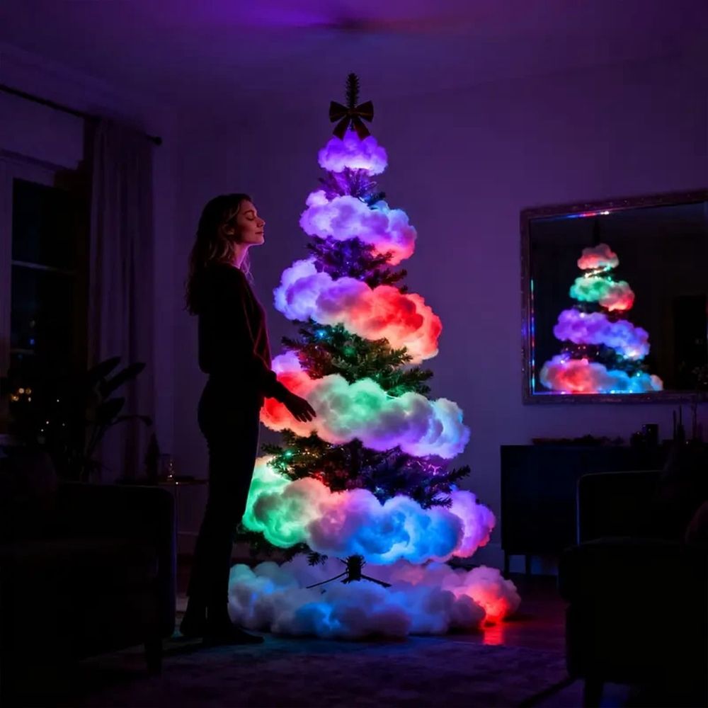 Cloud Lamp RGB Smart LED Strip 16.4ft Christmas Tree Light with App Voice Control for Home RGB Color Changing Smart Lighting Indoor Outdoor Holiday Decoration Clearance
