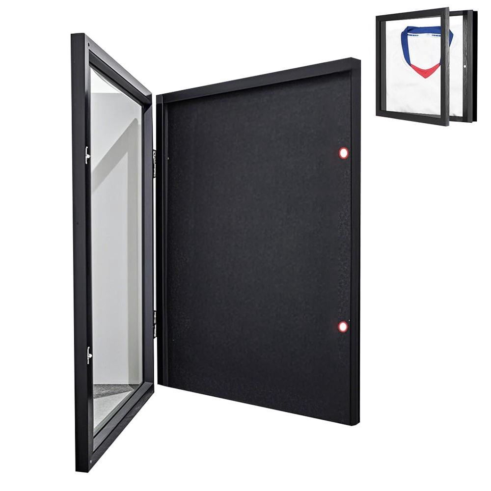 Jersey Frame Display Case Shadow Box - 3 Sizes Black Imitation Wood T Shirt Frame with UV Protection Acrylic, Baseball Basketball Football Soccer Hockey Sport Shirt frames for Wall Display