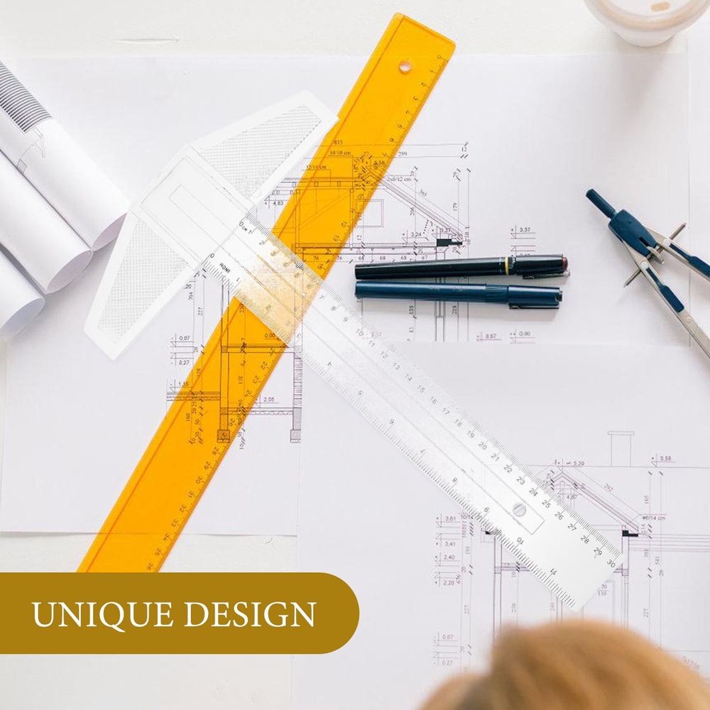 T-Shaped Drafting Ruler Set, Transparent Acrylic and ABS, Accurate Measurements for Projects, 2 Pieces