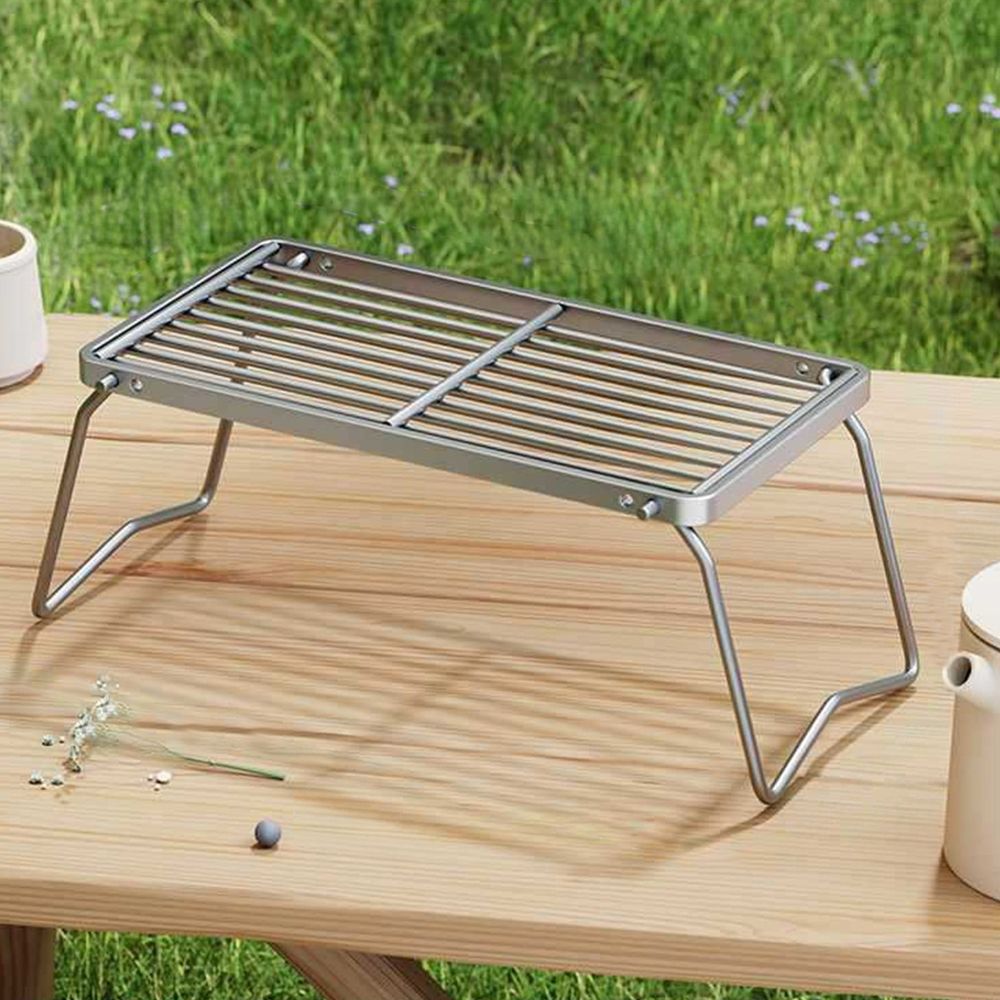 Folding Campfire Grill, Stainless Steel Camping Grill Grate with Foldable Legs for Different Cookware,Thickened Non Stick Grill, Easy to Clean,Suitable for Outdoor Camping Cooking