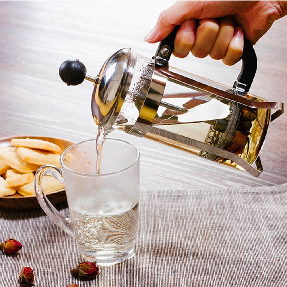 French Press Coffee Maker Stainless Steel French Press with Filter, Heat Resistant Durable, Easy to Clean, Borosilicate Glass Coffee Press, BPA Free Glass Teapot