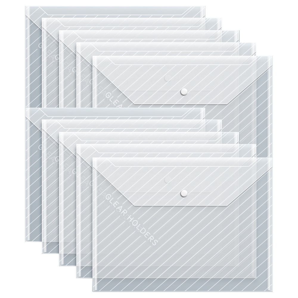 10Pc Plastic File Folders,Clear Document Holders with Snap Closure,Large Capacity Document Storage for Test Papers and Office Files,Waterproof Design,Letter/A4 Size,12.6x9 inch(Clear)