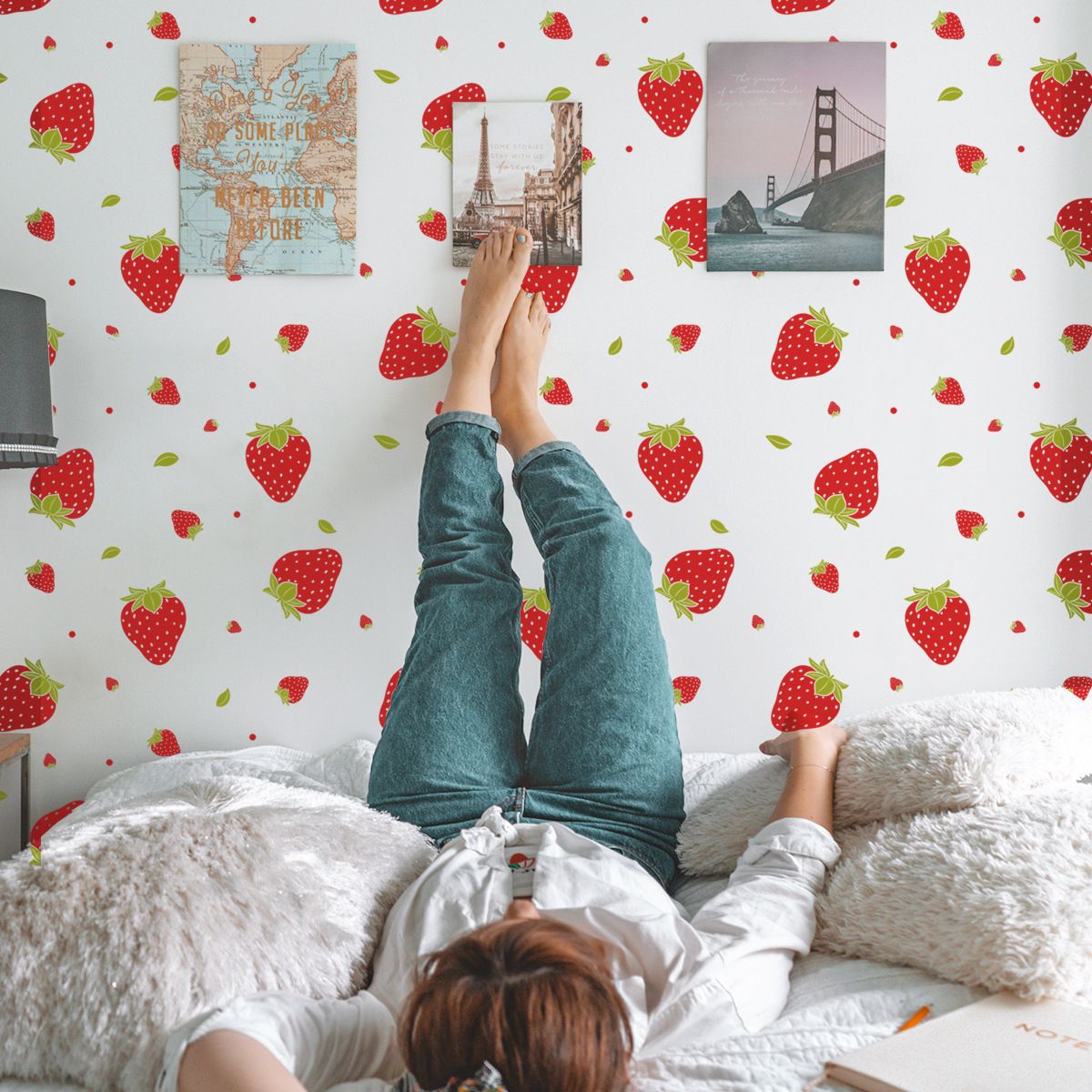 Strawberry Decor Strawberry Stickers Strawberry Wall Decals for Girls Boys Baby Bedroom Nursery Wall Decor