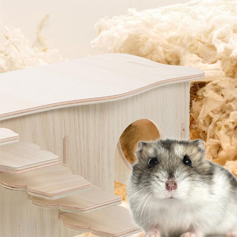 Multi-Storey Small Animal Mechanism Wooden House Small Pets Exercising Toy Wooden Cage Tube Toy Hamster Maze Toy Dwarf Hamsters