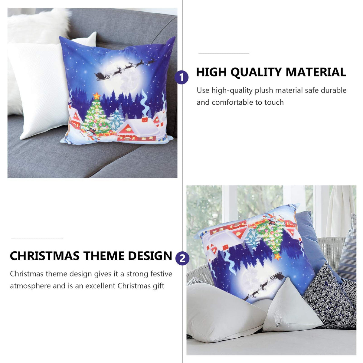 LED Light Pillow Cover Winter Light Up Pillowcase Holiday Decorative Throw Pillow Cushion Covers Gifts