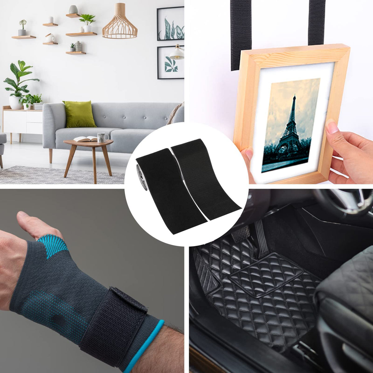 4 Inch x 9.8 Feet Hook and Loop Tape for Couch Cushions, Strips with Adhesive, Nylon Self Adhesive Heavy Duty Strips for Home