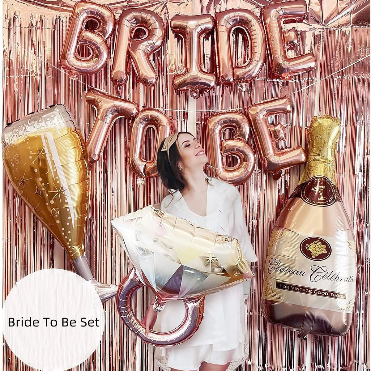 Bachelorette Party Decorations, Bridal Shower Decorations Supplies Bride to Be Balloons Rose Gold Bridal Foil Curtain Backdrop