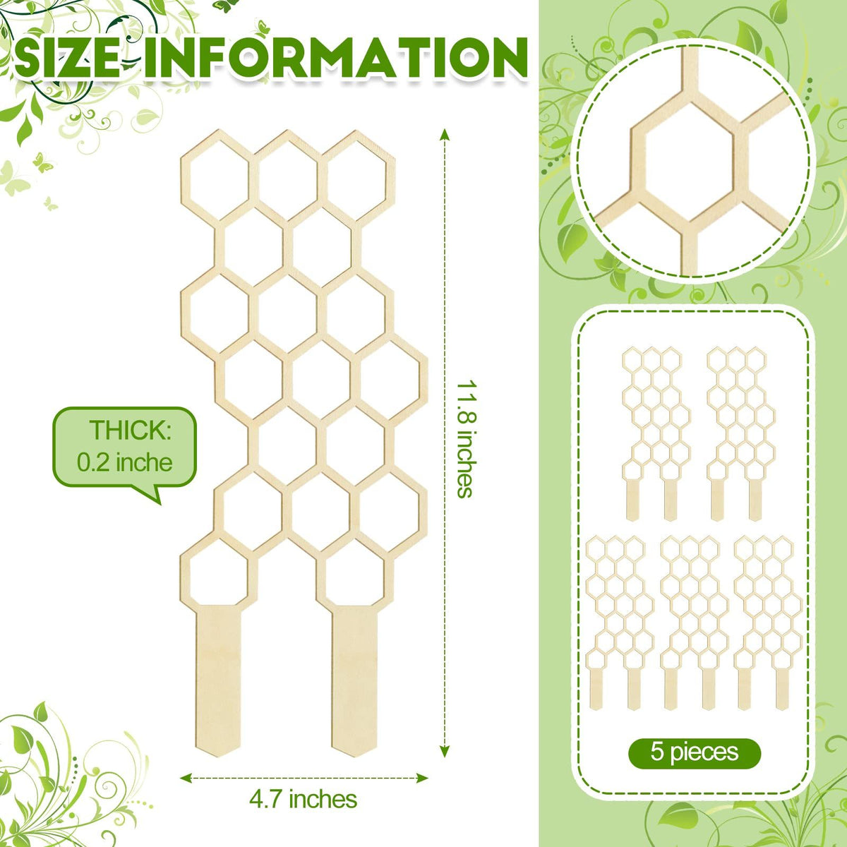 Small Wooden Trellis for Potted Climbing Plants 11.8 Inches Trellis Starter Holder for Indoor Outdoor Garden Decor (5 Pack)