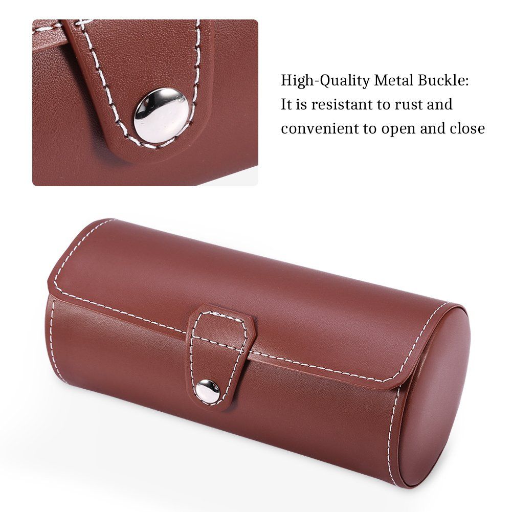 Watch Travel Case for Men, 3 Slots Vegan Leather Watch Display Case Storage Organizer Box for Luxury Watches Bracelets