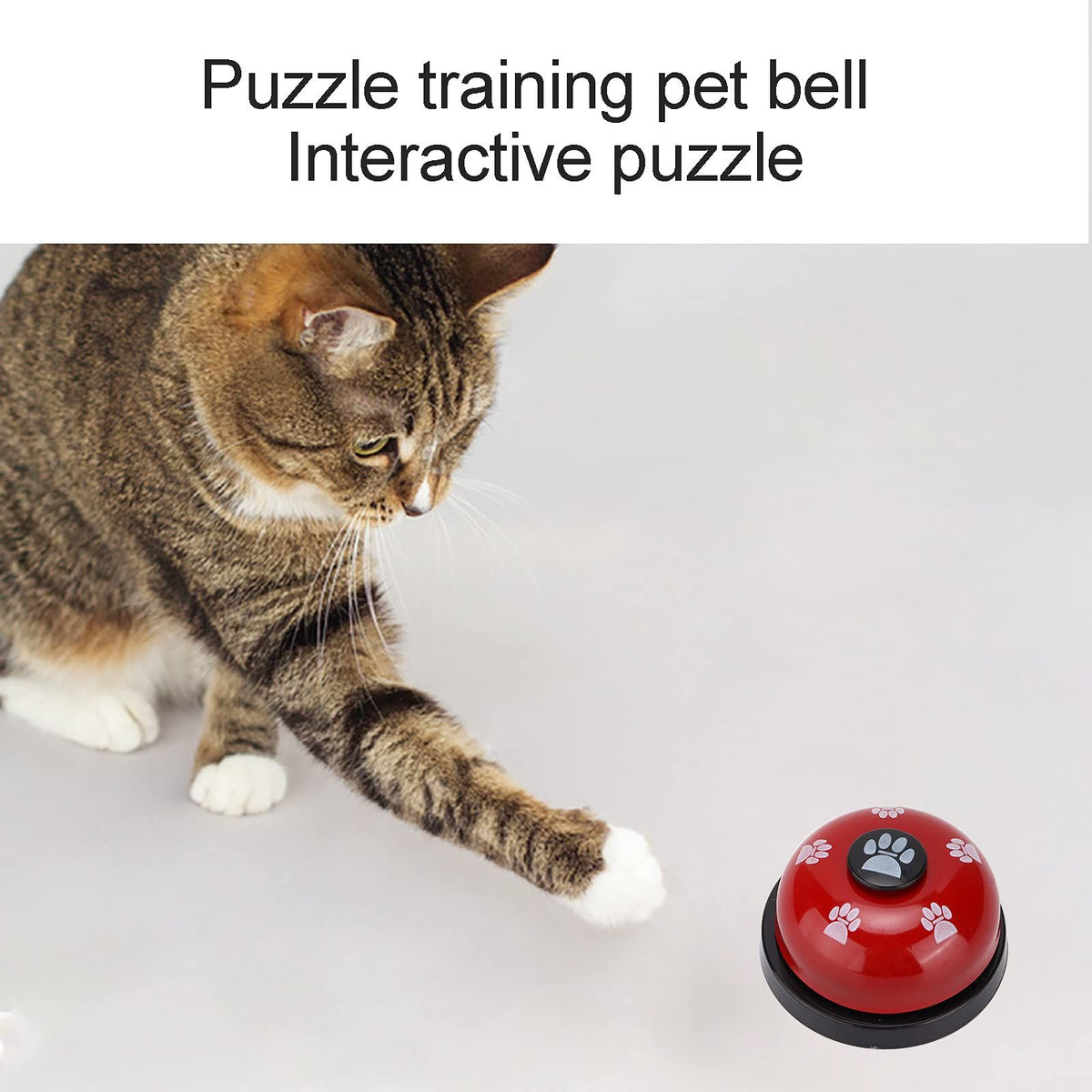Dog Cat Bells Toys to Ring to Go Outside Cat Communication Device Paw Print, Dog Agility Training Equipment Interactive Toys (Red)