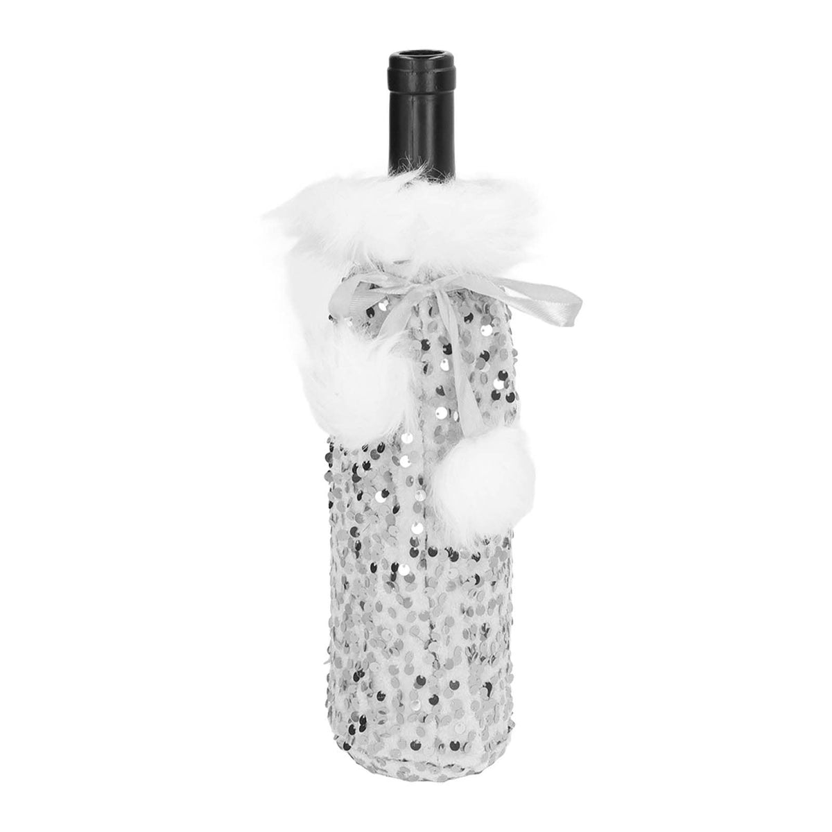 Christmas Wine Bottle Covers Wine Bottle Holder with Faux Fur Wine Bottle Pouch Bags for Christmas Party Decorations