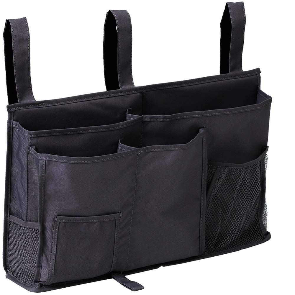 Bedside Caddy Hanging Organizer, Bunk Bed Organizer for Top Bunk Bed, Bedside Pocket Hanging Storage Caddy Bag Black
