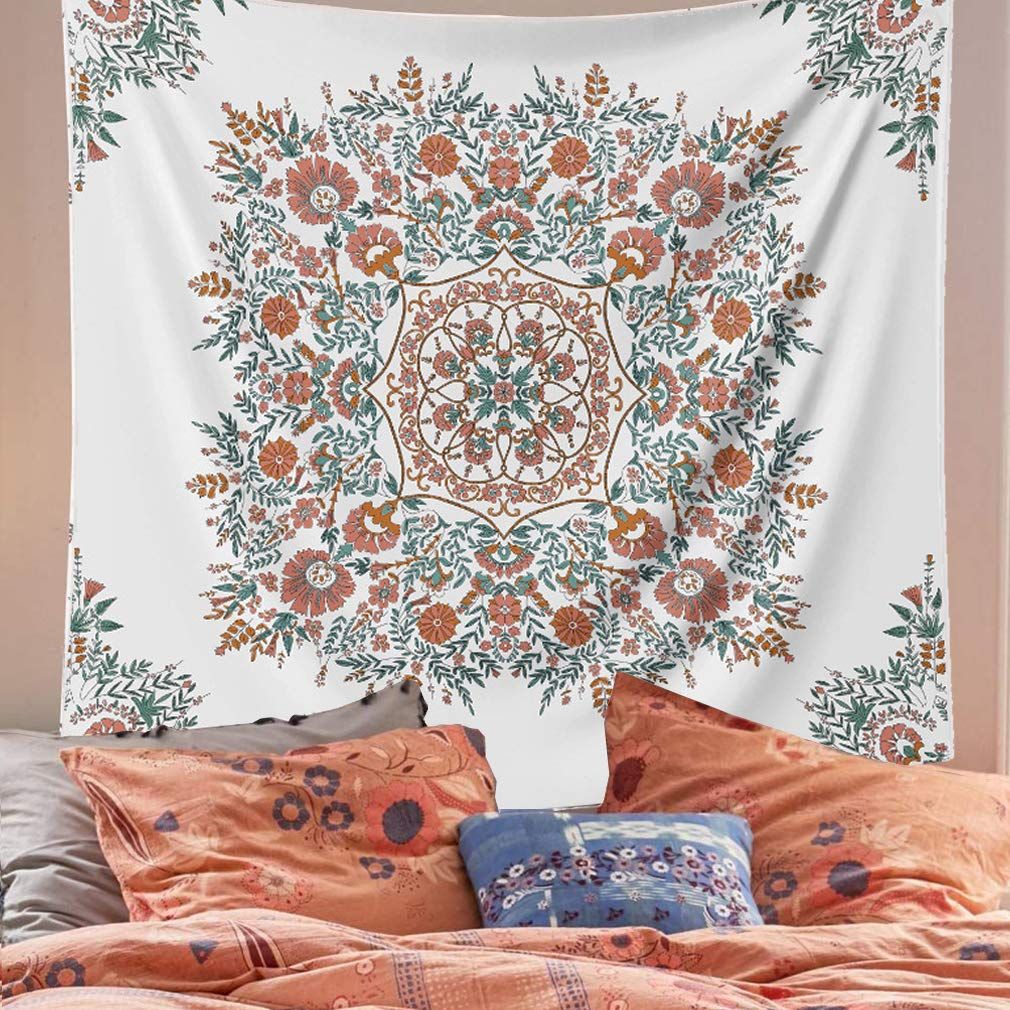 Mandala Tapestry Wall Hanging Flower Psychedelic Tapestry Wall Hanging Decor for Living Room Bedroom Bohemian Plant Print