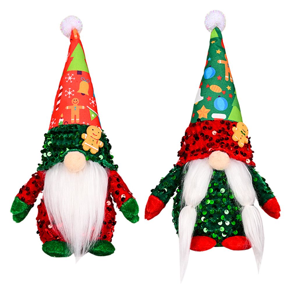 2pcs,Christmas gnome plush decoration, handmade Swedish gnome with sequin decoration Nordic plush elf dolls