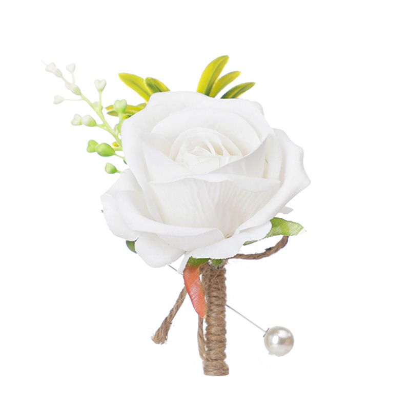 Brooch Flower Bridegroom Groom Men's Boutineer with Faux Pearl, Wedding Flowers Accessories Wedding Flowers (2pcs)