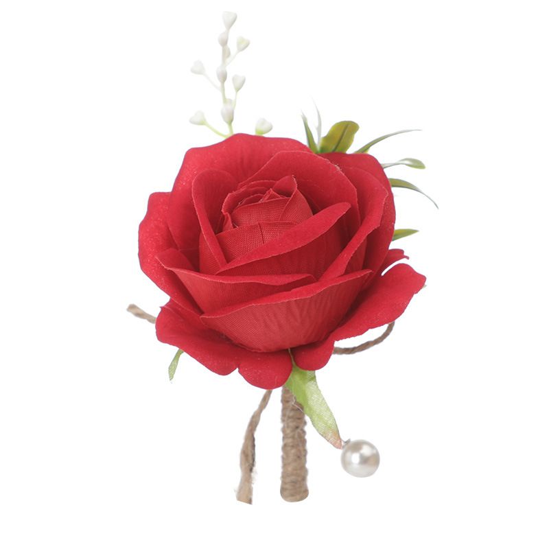 Brooch Flower Bridegroom Groom Men's Boutineer with Faux Pearl, Wedding Flowers Accessories Wedding Flowers (2pcs)