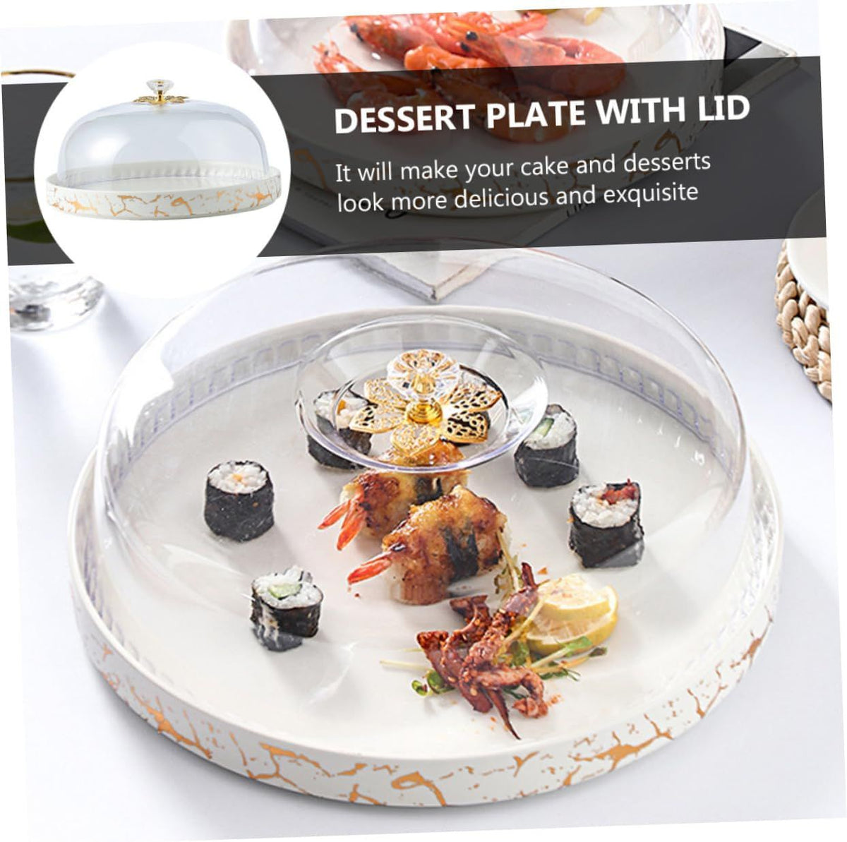 Dessert Plate Ceramic Cake Dome Bread Plate Cover Appetizer Cover Mini Cake Cover Glass Bell Jar Cake Display Cake