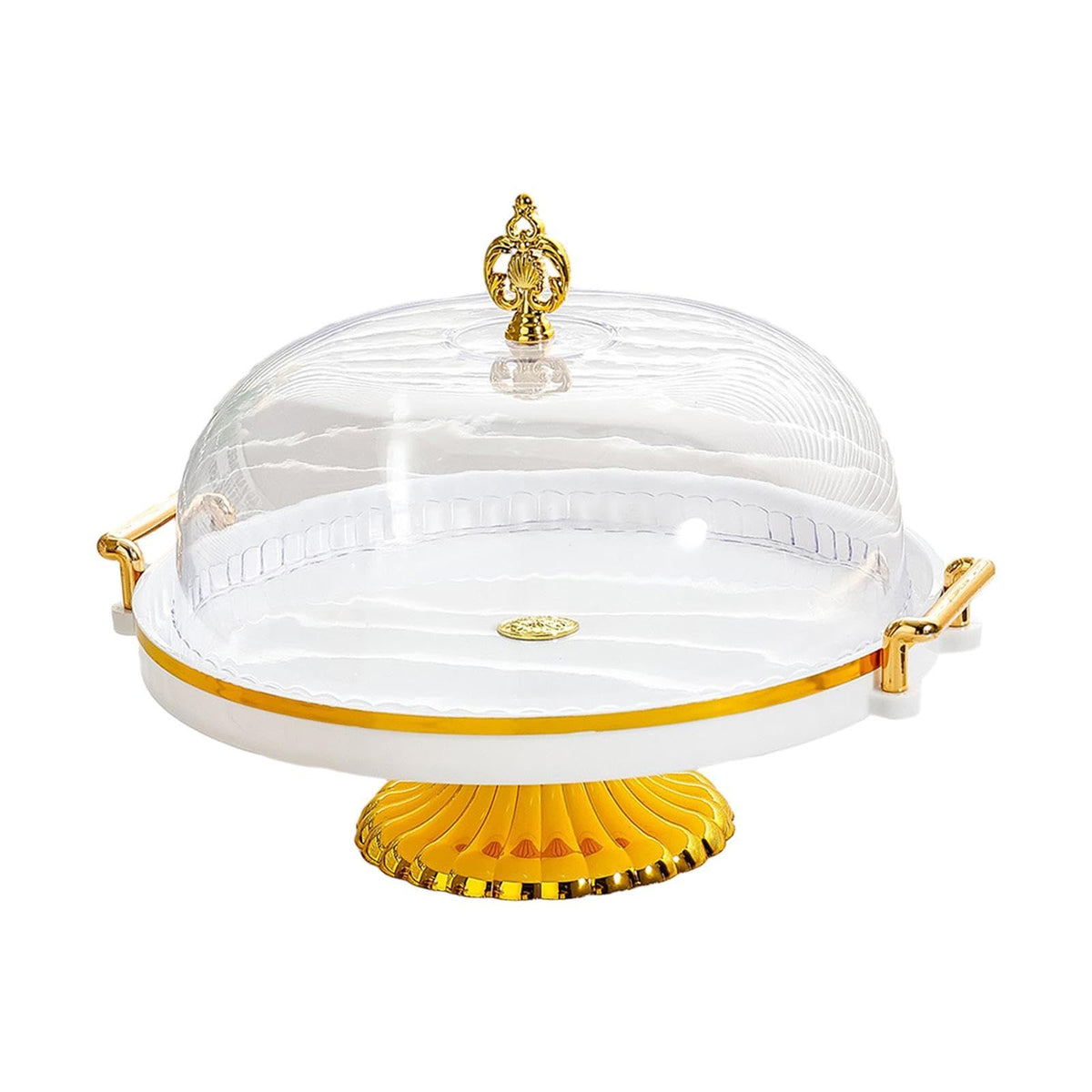 Cake Stand with Dome Cover, Curved Footed Covered Cake Stand Dessert Cake Plate, Dessert Snack Serving Platter
