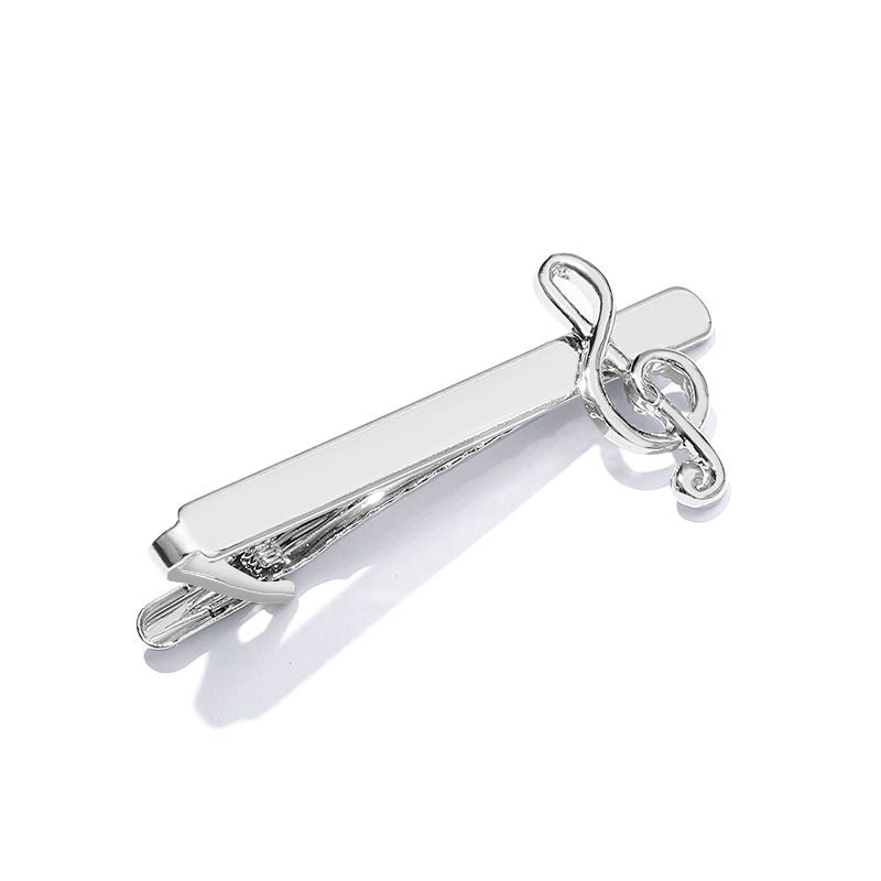 Business Tie Bar Men Tie Clip Creative Silver High-end Fashion Clips Gifts Charms Jewelry Pins Music Note Decoration Shirt