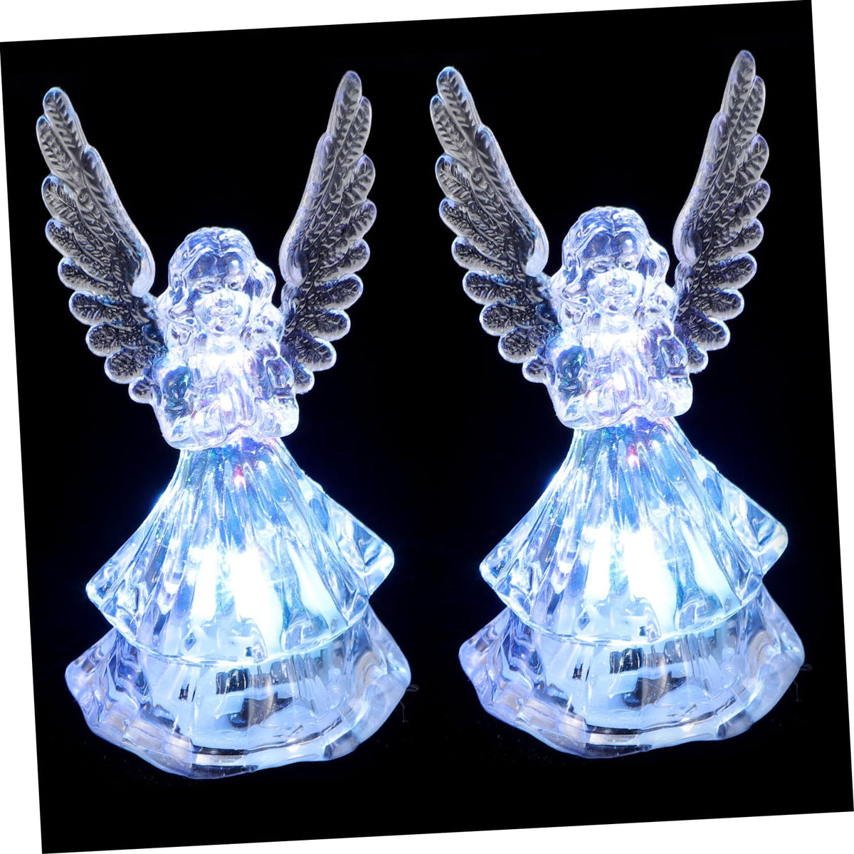 2 Pcs Night Light Christmas Decor Crystal Angel Figurine Mini Bedside Lights Angel Guardian Angel Baby Acrylic