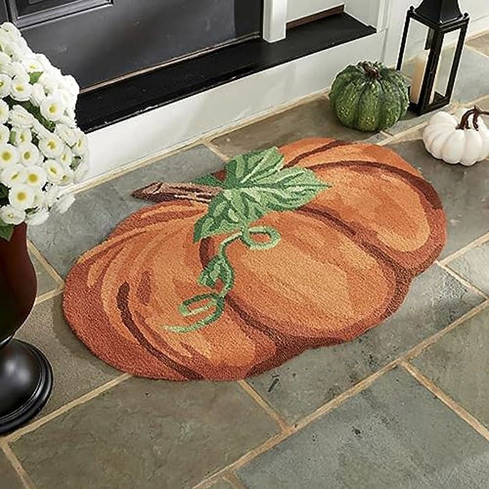 Thanksgiving Pumpkin Rug, Non-Slip Washable Welcome Door Mat, Cute Fall Doormats for Indoor Outdoor Entra