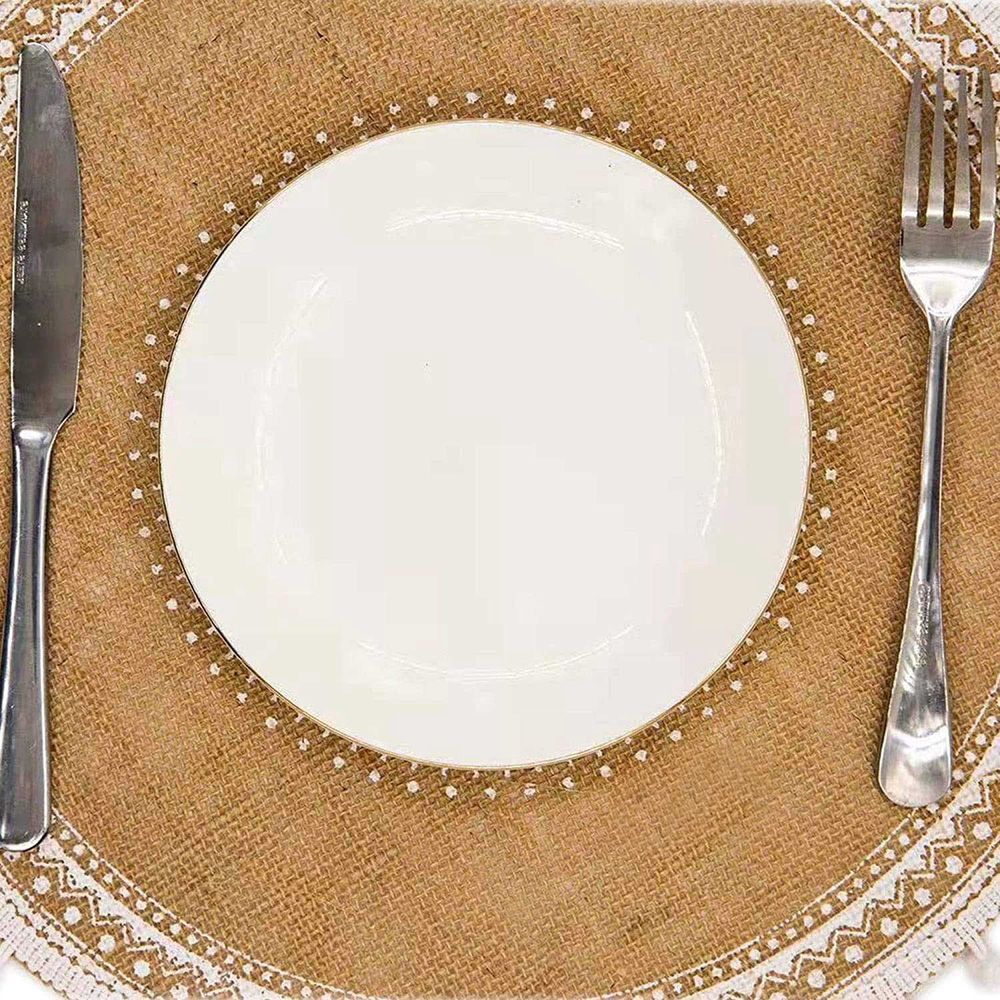 25WM Round Placemats Set of 4,Boho Woven Table Mats with Pompom Tassel for Dining Room Kitchen