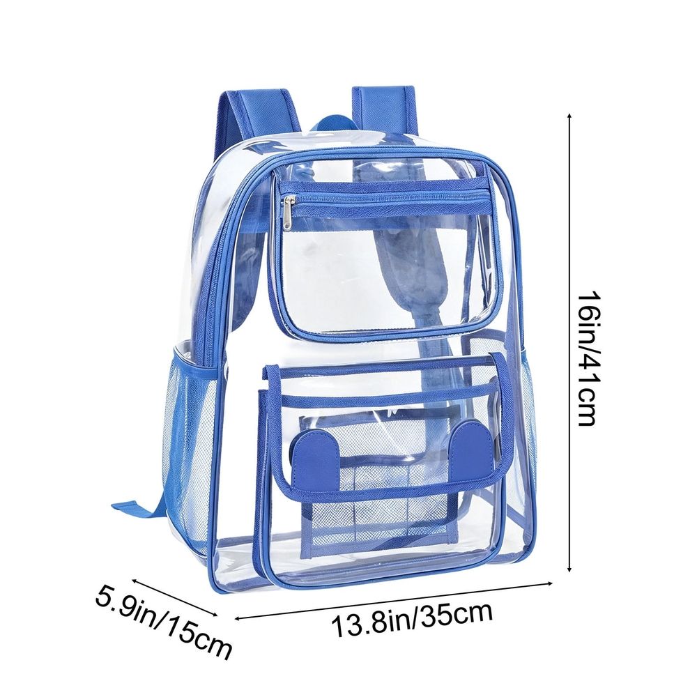 Clear Transparent Backpack Stadium Approved Backpack Large Capacity School Bag Multi Compartment Waterproof for School Concerts Sports Games Stadium Travel Commuting Office Daily Use Accessories