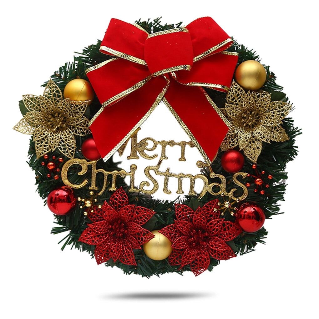 Merry Christmas Wreath for Front Door, 12' Christmas Wreath Wreath Wintry Pinecone Artificial Xmas Bell Snowflake Winter Wreaths Front Door Small Wreaths for Indoor Outdoor