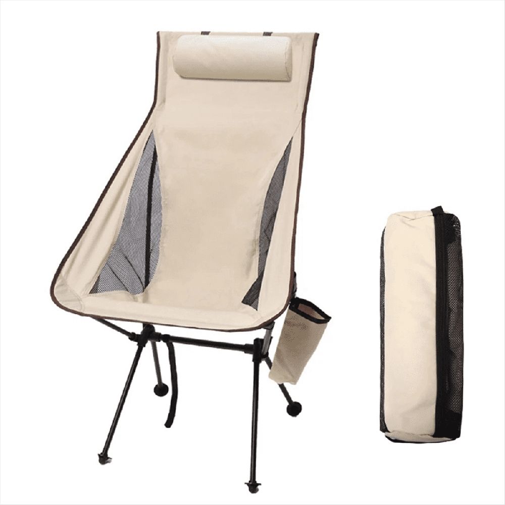 Portable Folding Recliner Outdoor Moon Chair with Pillow Outdoor Fishing Chair Moon Chair Recliner Outdoor Folding Chair,1 x Camping Chair,As Shown