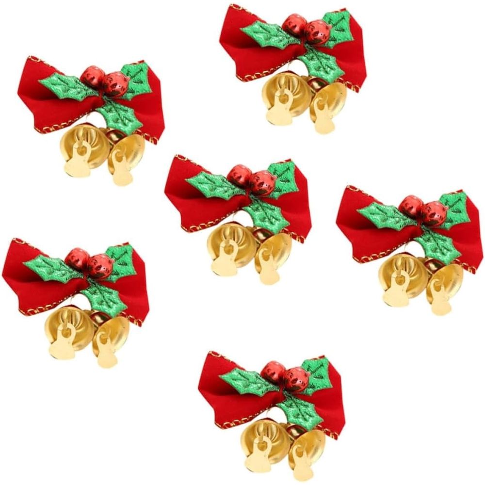 6 PCS Red Christmas Bow-Knot Pendant Cloth Ornaments, Hanging Decor for Tree Garland, Home Office, Shopping Mall, and Gift Display