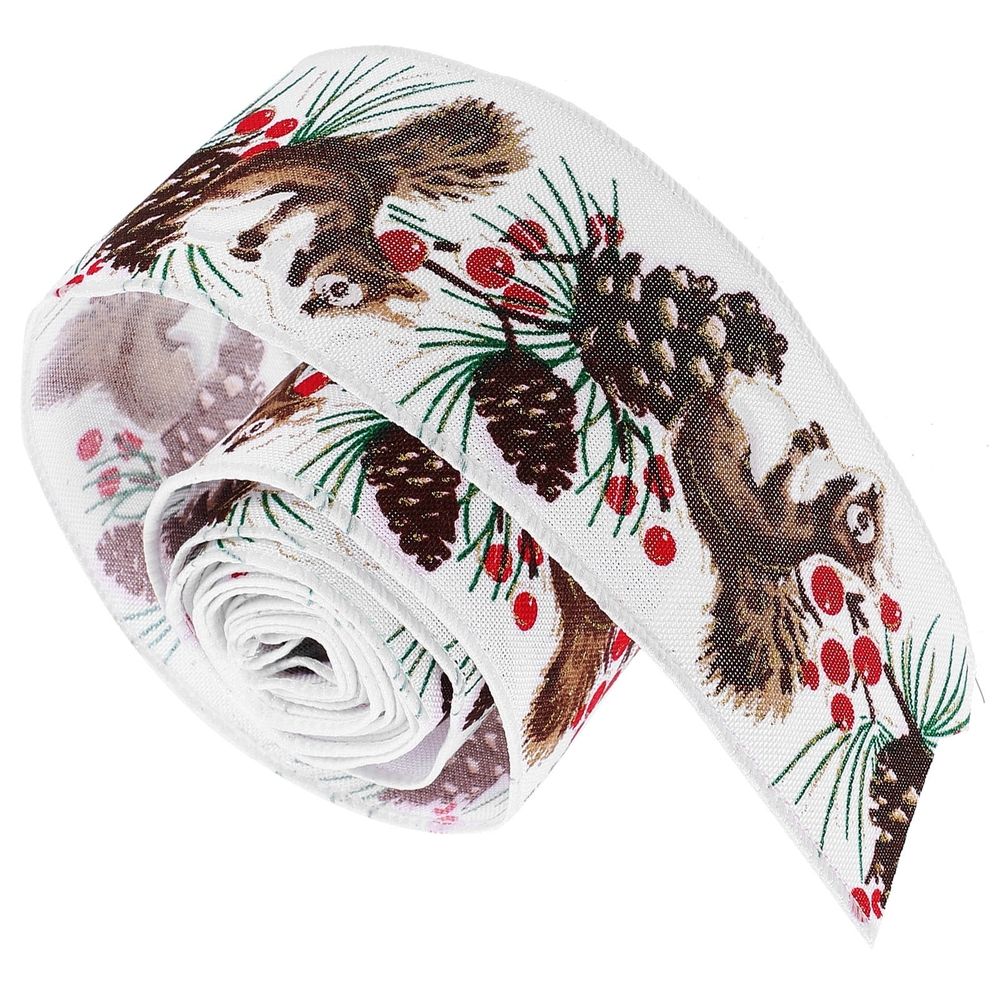 Holiday Ribbon Decorations, 1 Roll 78.7in x 2.5in, Multi-Color Ribbon for Christmas, Wrapping, Crafts and Projects