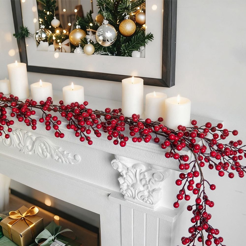 Norfolk Pine Garland Indoor Christmas Decorations Berry Beaded Garland Red Simulated Christmas Climber European And Americaneshome Decoration Red Berry Soft Decoration Christmas Tree Garland