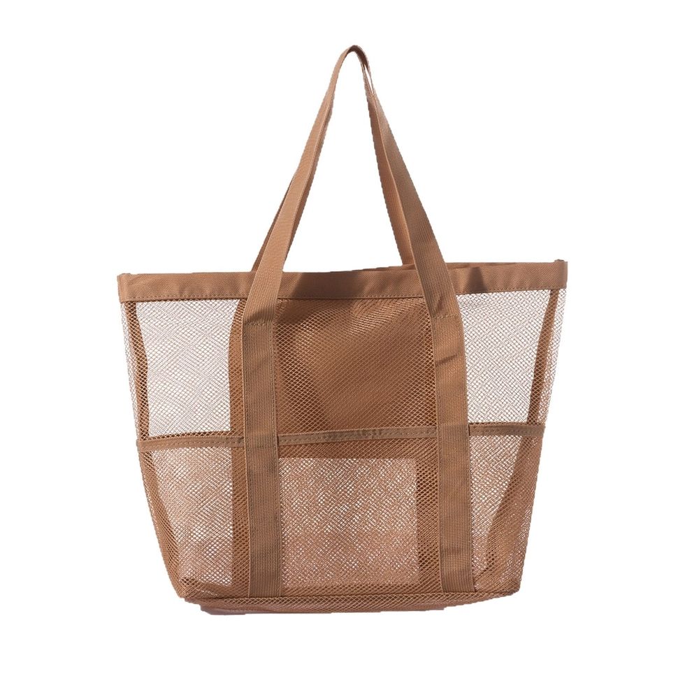 Women's Mesh Beach Bag Stylish Beach Tote for Swimming Travel Lightweight Design for Poolside Beach Bag for Women Causal Pool Bags Foldable Swim Tote Bag for Vacation Essentials