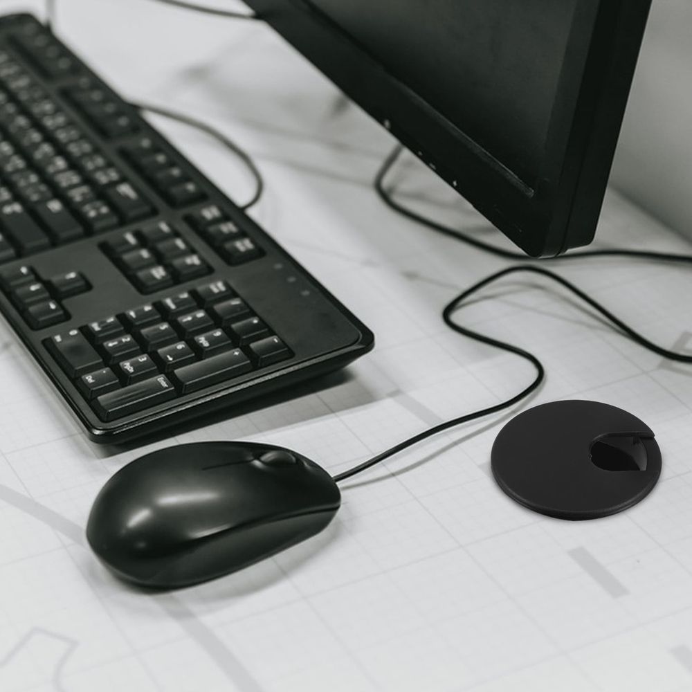 Plastic Desk Cord Grommet in Black for Easy Cable Organization