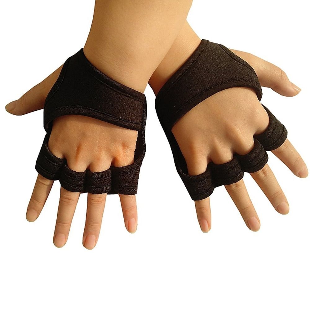 Workout Weight Lifting Gloves Black Non Slip Neoprene Padded Half Gloves