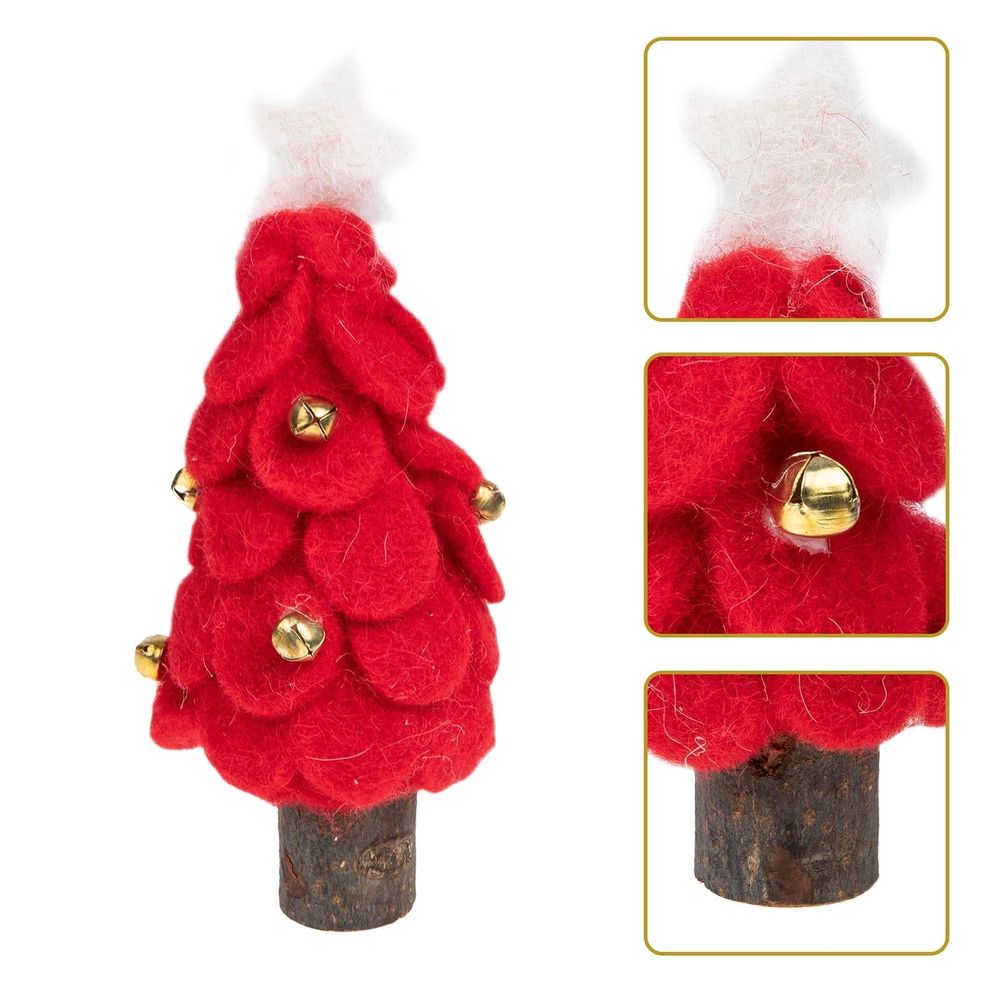 Desktop Tree Felt Christmas Tree Figurine Red Wool Felt 1Pack