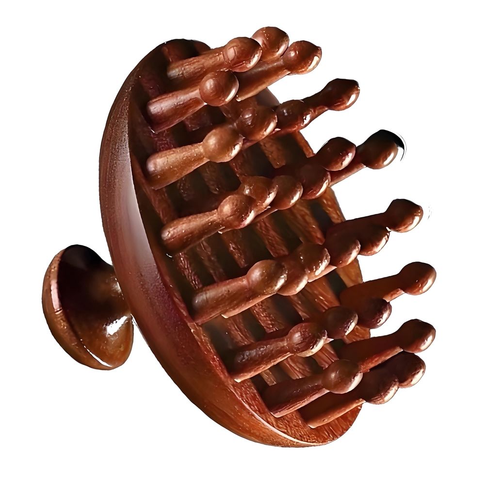 Wooden Scalp Massage Round Hair Brush for Scalp Care and Stimulation, Brown